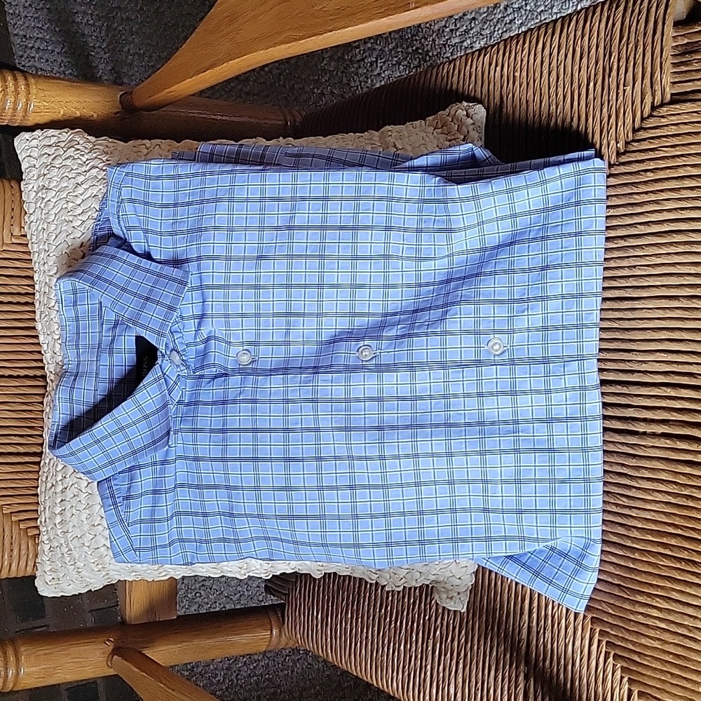 Hugo Boss, sharp fit, blue, stripped, long sleeve button-down shirt, size 16 1/2